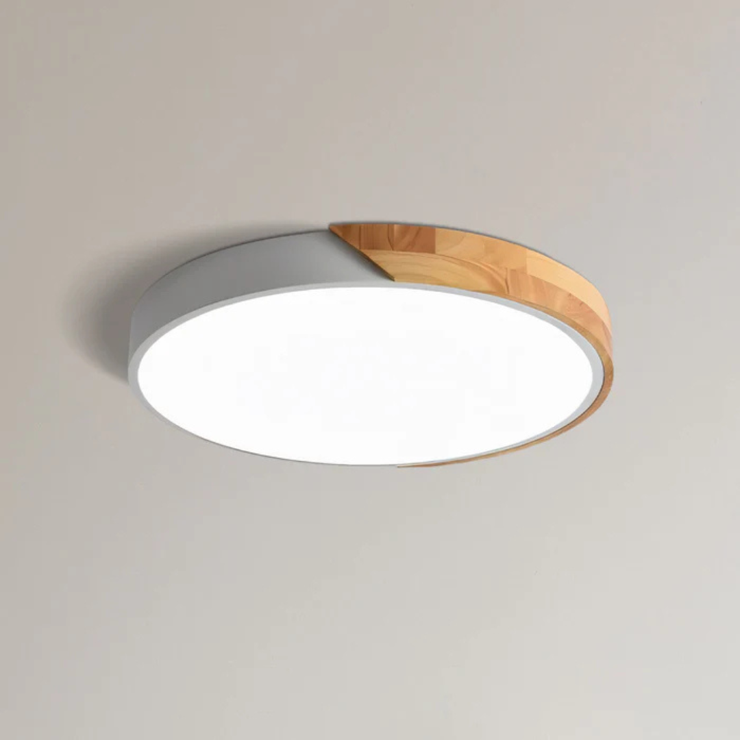 Nordic Wood LED Ceiling Light in White