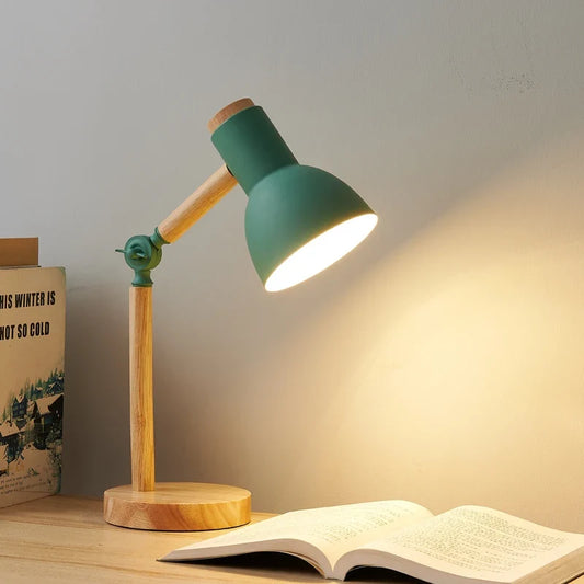 Nordic Wooden Desk Lamp in Green