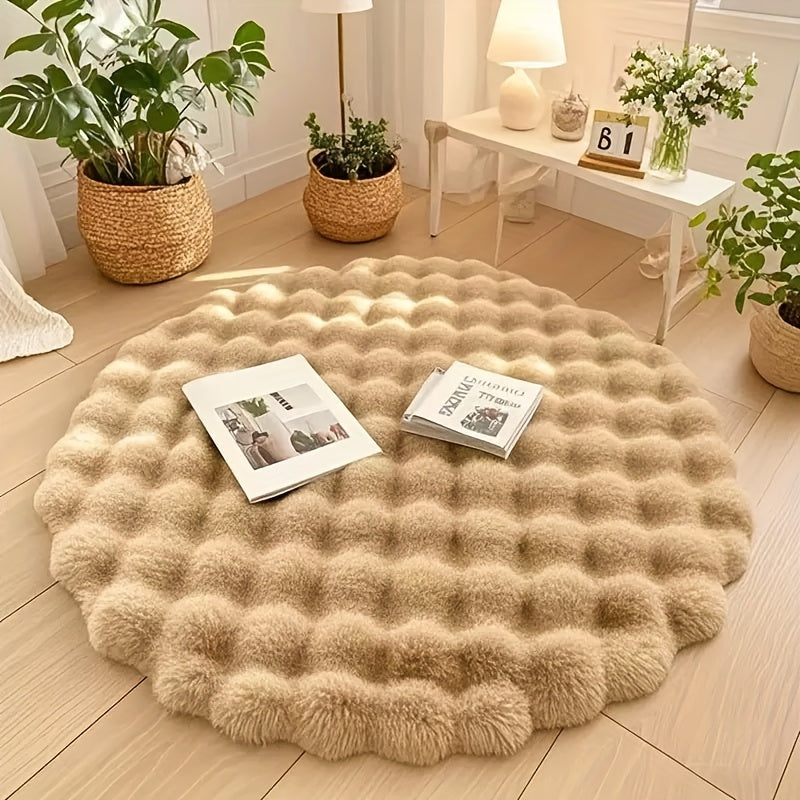 Cloud Comfort Round Bubble Rug in Khaki