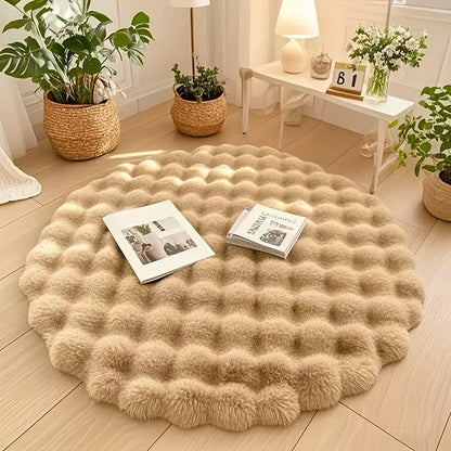 Cloud Comfort Round Bubble Rug in Khaki