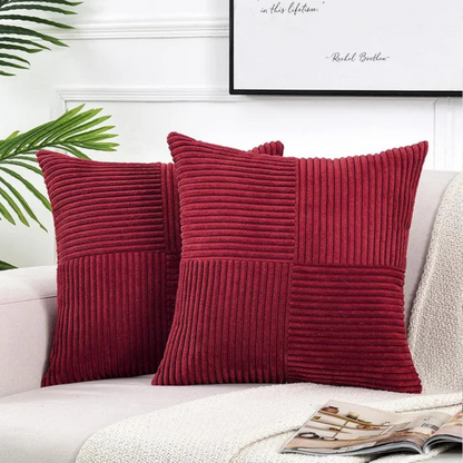 Corduroy Cushion Covers in Wine Red