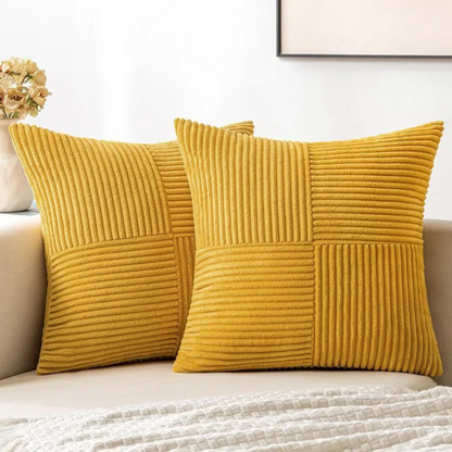 Corduroy Cushion Covers in Yellow