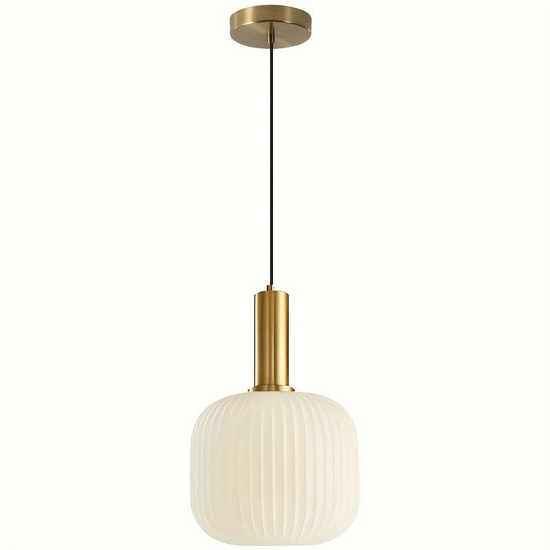 Modern Striped Glass Pendant Light in White