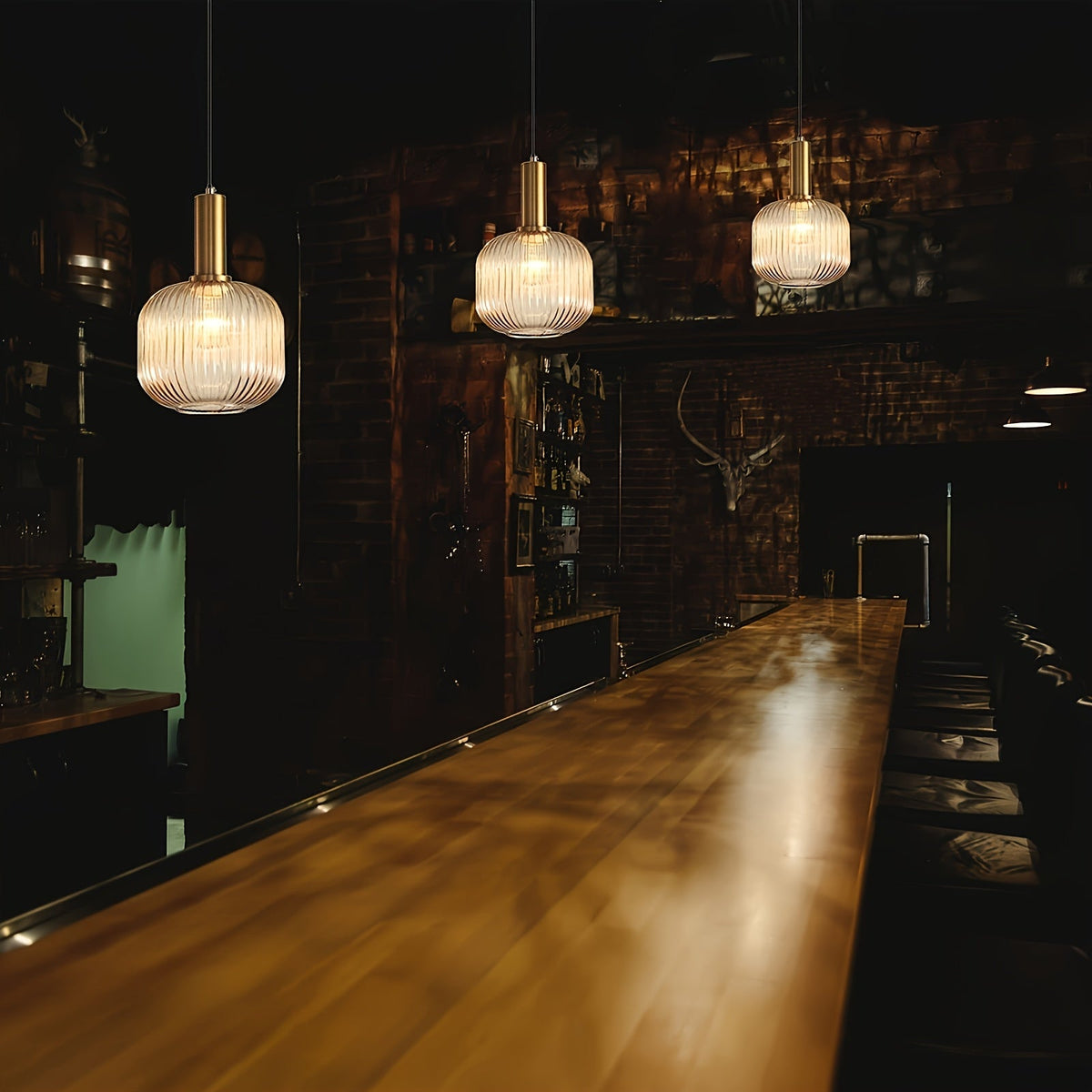 Modern Striped Glass Pendant Light, view 2