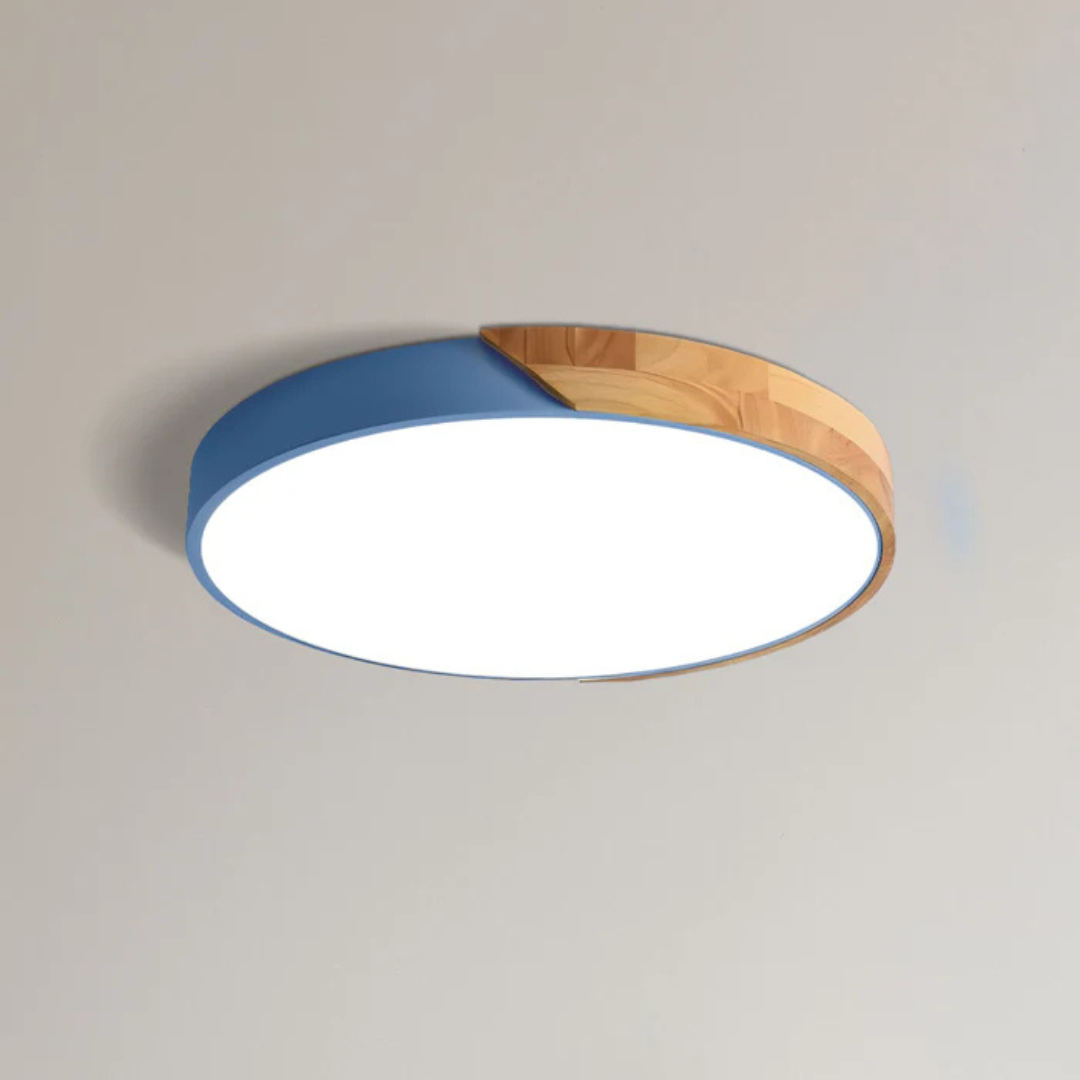 Nordic Wood LED Ceiling Light in Blue