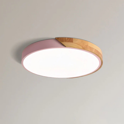 Nordic Wood LED Ceiling Light in Pink