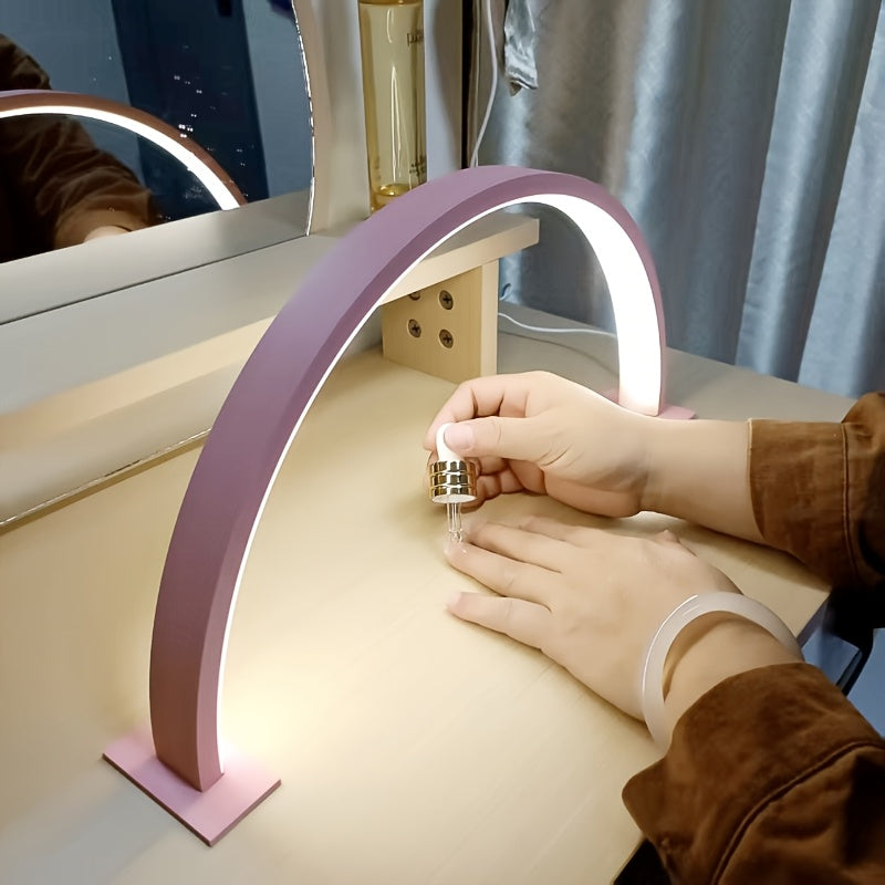 Crescent Moon LED Desk Lamp in Pink