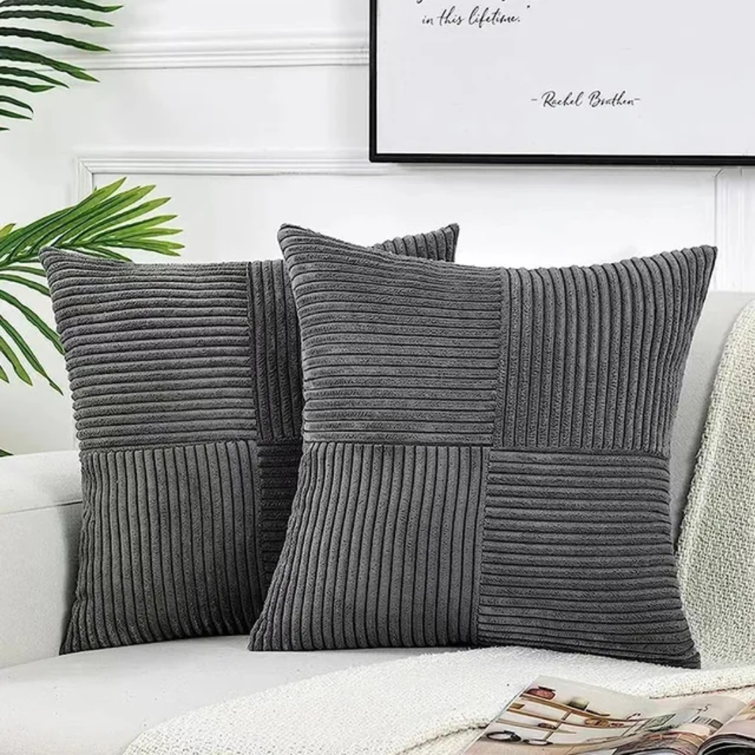 Corduroy Cushion Covers in Dark Grey