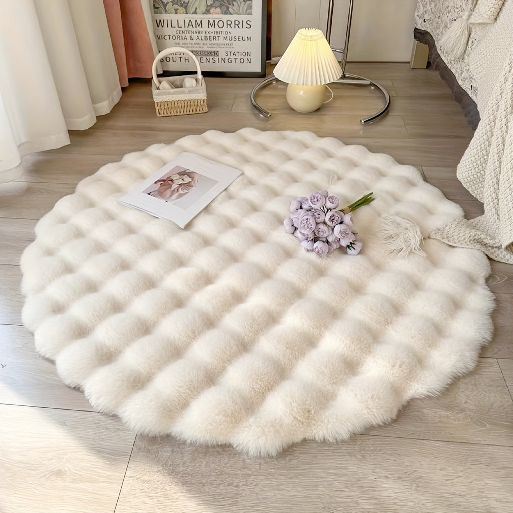 Cloud Comfort Round Bubble Rug in Beige