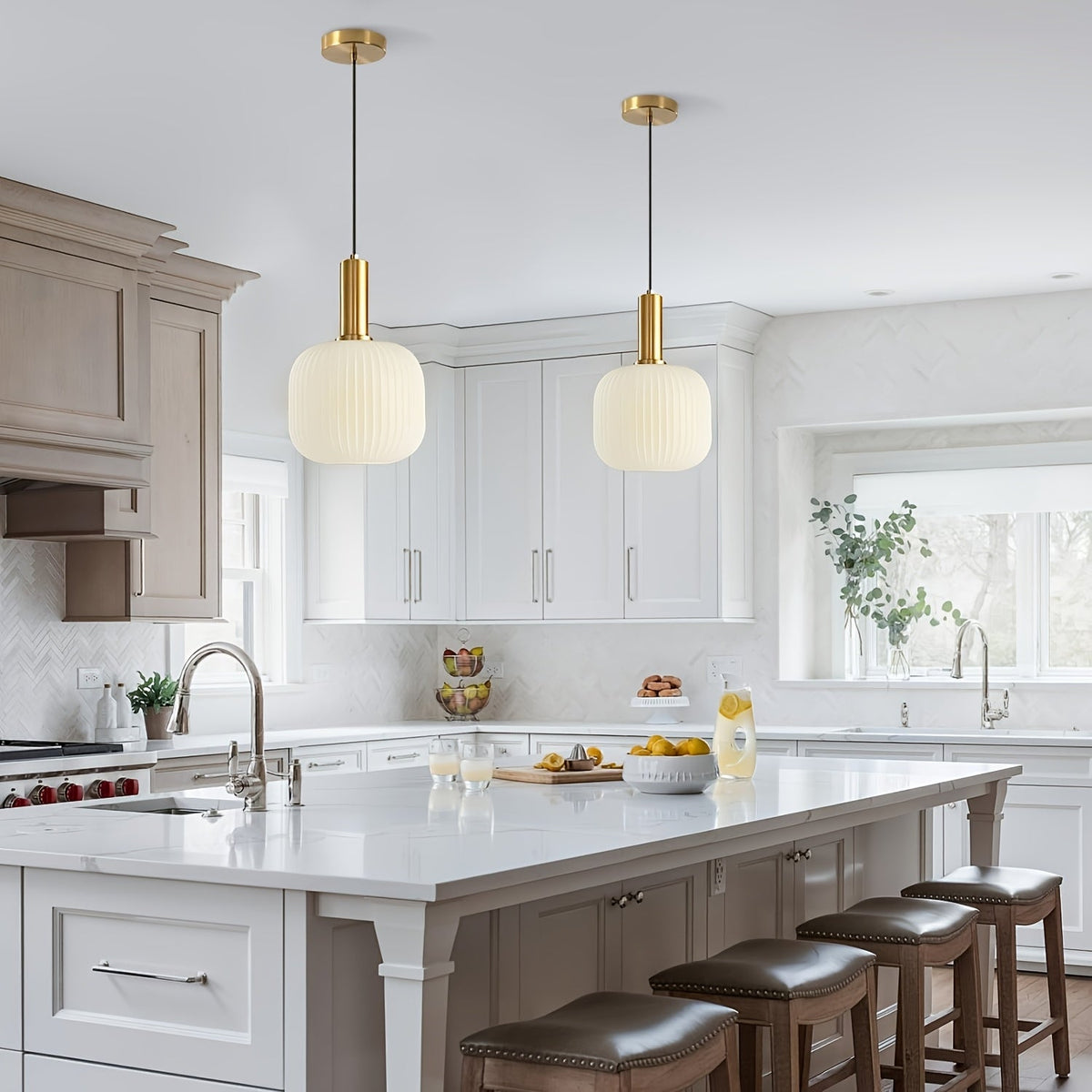 Modern Striped Glass Pendant Light, view 4