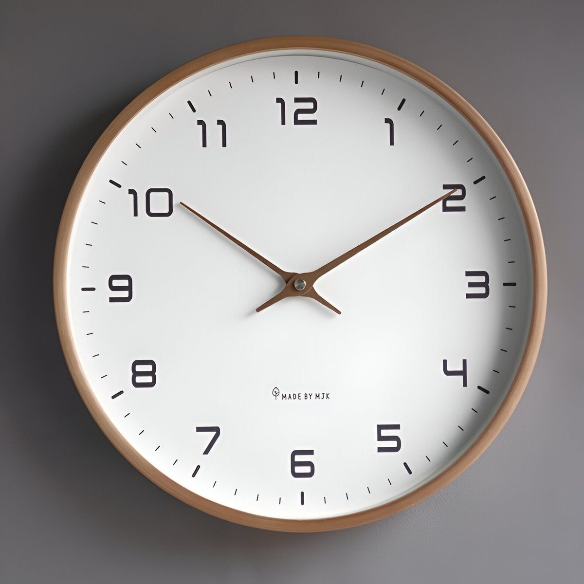 Nordic Wood Frame Wall Clock in Brown