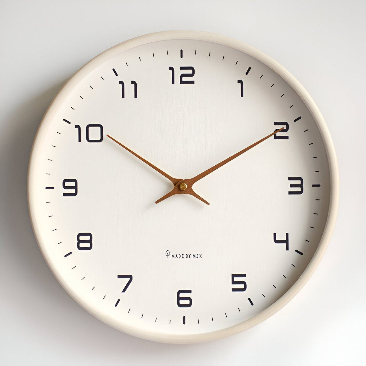 Nordic Wood Frame Wall Clock in Creme