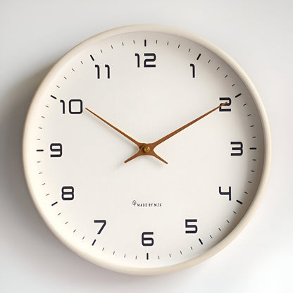 Nordic Wood Frame Wall Clock in Creme
