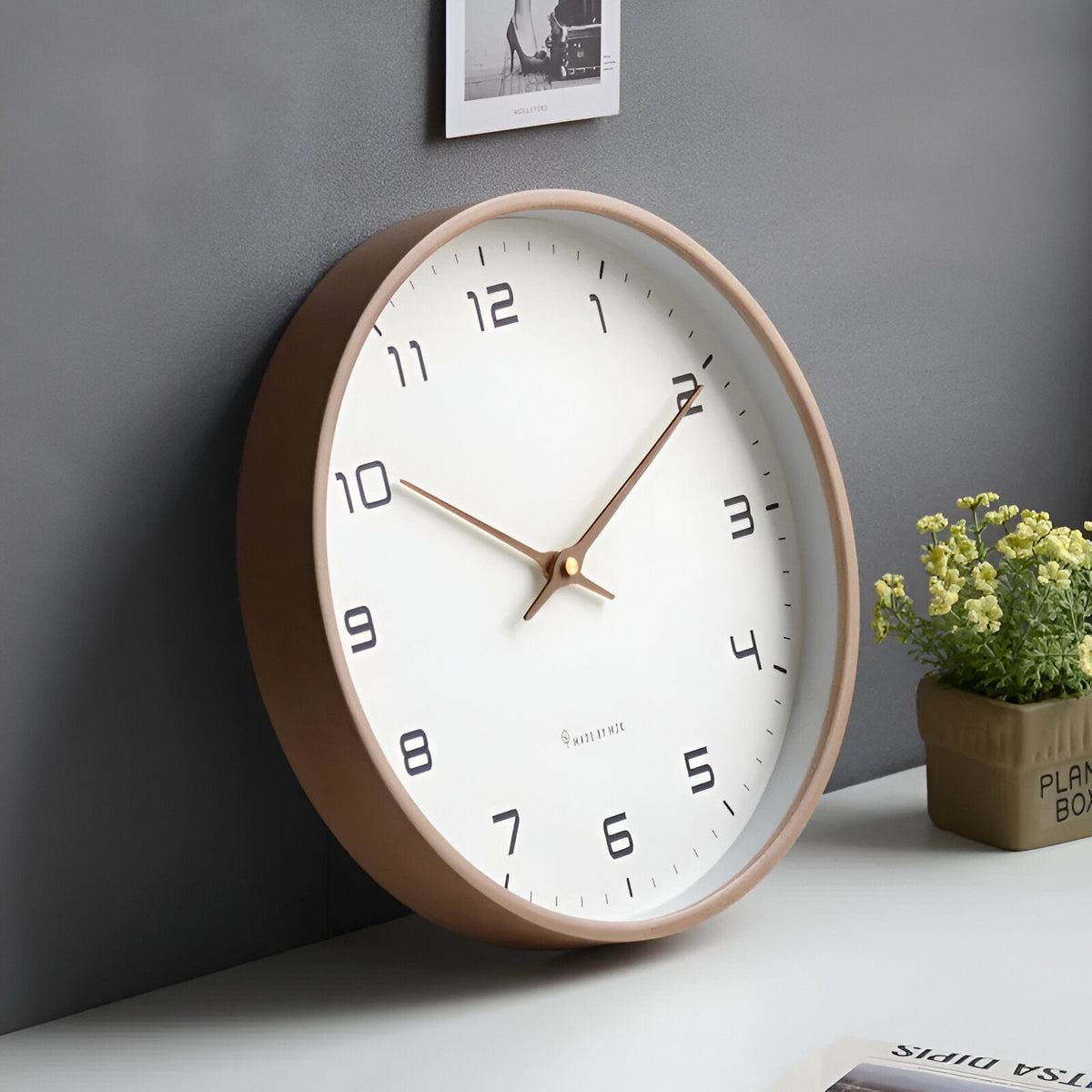 Nordic Wood Frame Wall Clock, view 5