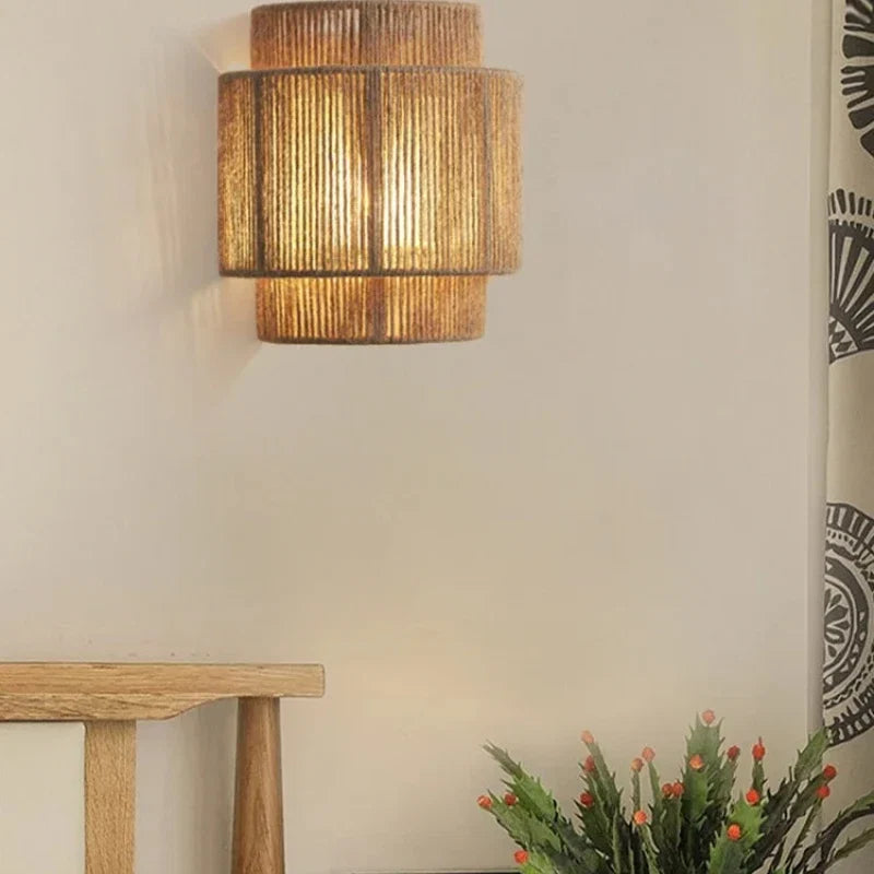 RattanGlow Woven Wall Lamp, view 4