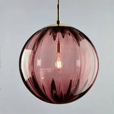 Modern Glass Ball Pendant Light in Red