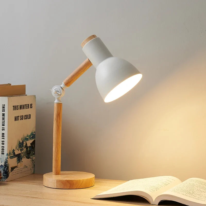 Nordic Wooden Desk Lamp in White