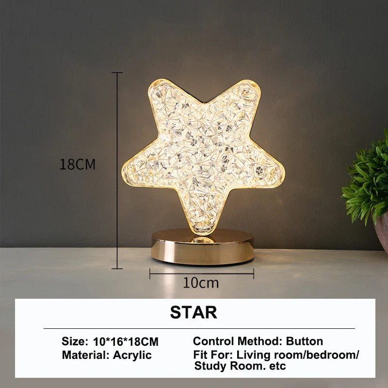 Stellora 3D Crystal Night Light, Star style