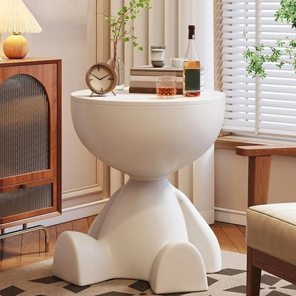 Cartoon Bear Side Table in White
