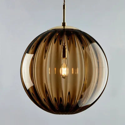 Modern Glass Ball Pendant Light in Brown