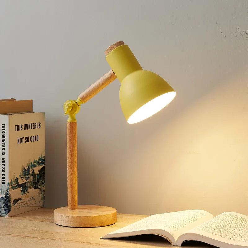 Nordic Wooden Desk Lamp in Yellow
