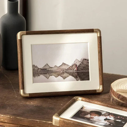 Brooks tabletop photo frame in solid wood, detail view