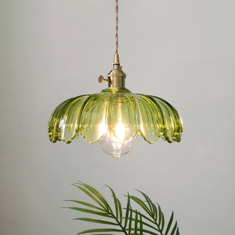 Vintage Flower Pendant Lamp in Green