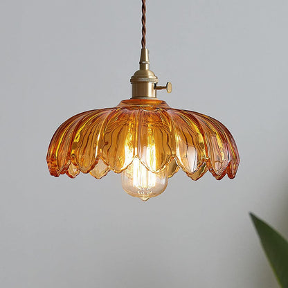 Vintage Flower Pendant Lamp in Gold