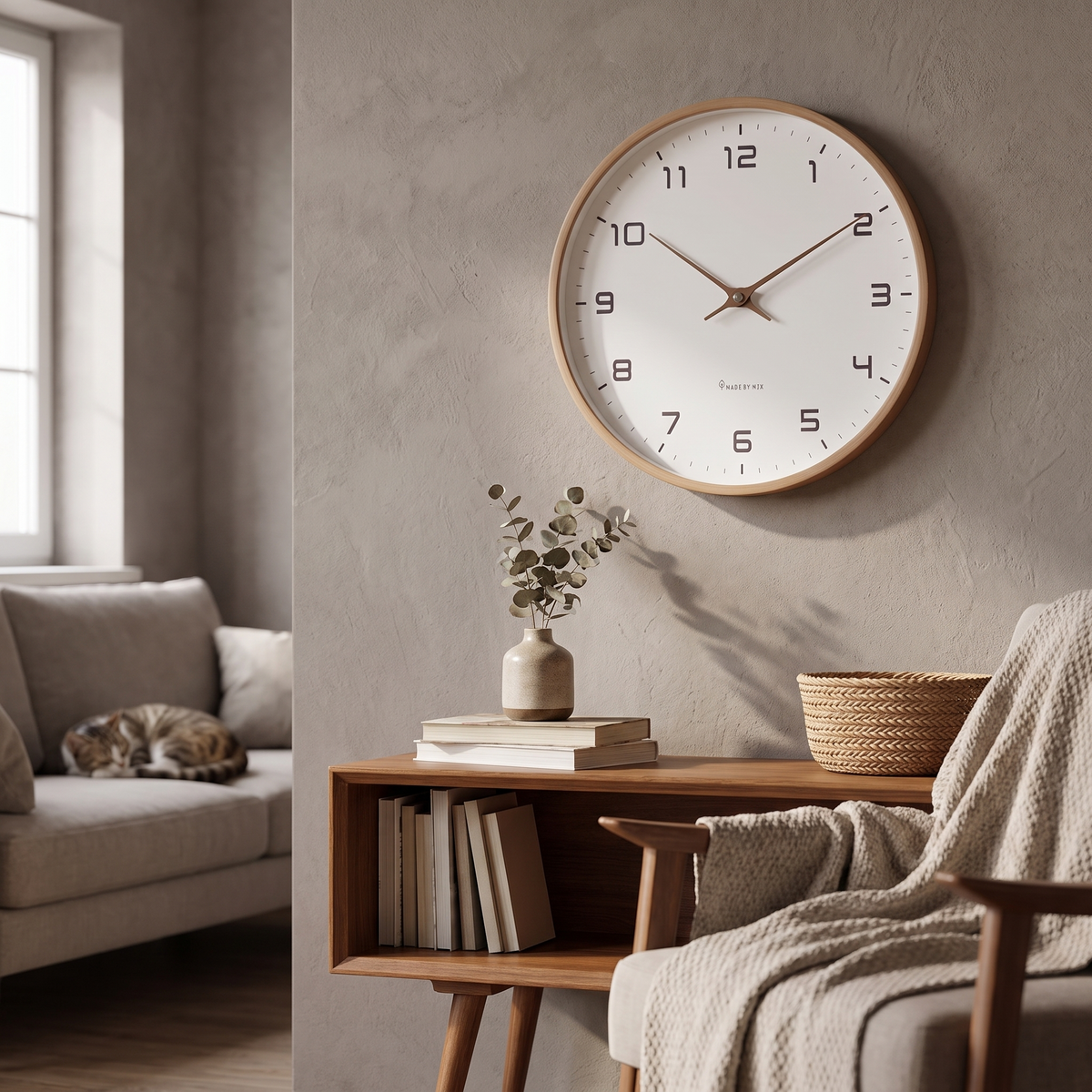 Nordic Wood Frame Wall Clock by Azzalini