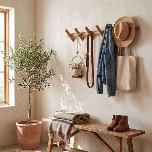 Maeve Solid Oak Wall Rack by Azzalini