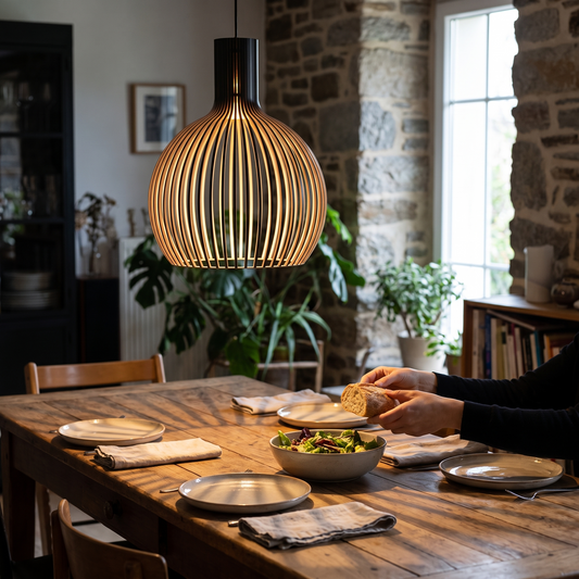 Handcrafted Wooden Pendant Light by Azzalini