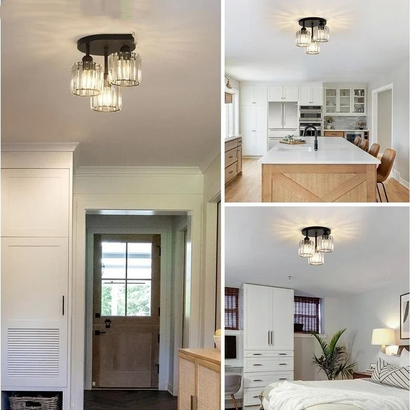 Gold Crystal 3-Light Ceiling Light, view 3
