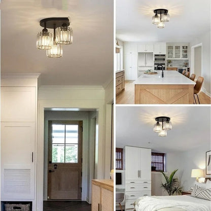 Gold Crystal 3-Light Ceiling Light, view 3