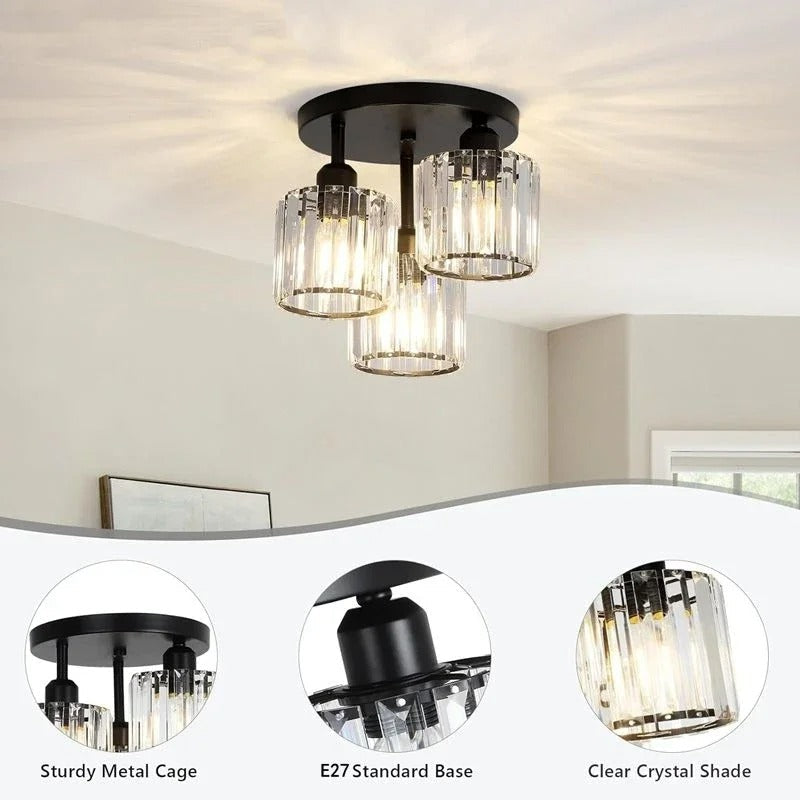 Gold Crystal 3-Light Ceiling Light, view 12