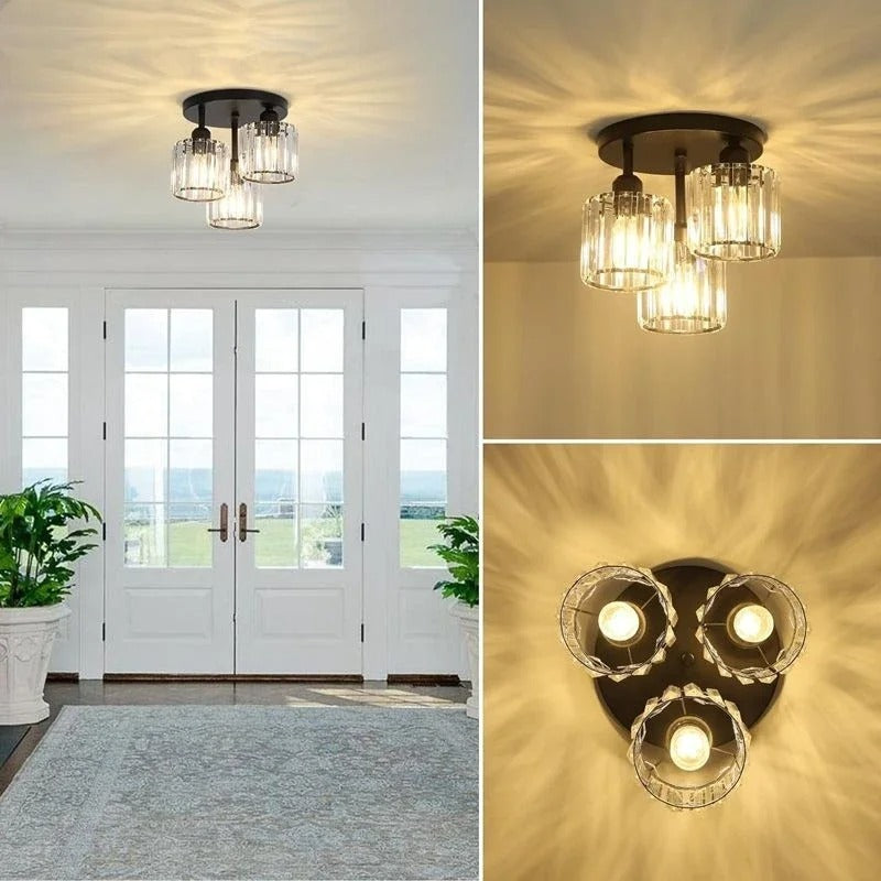 Gold Crystal 3-Light Ceiling Light, view 11