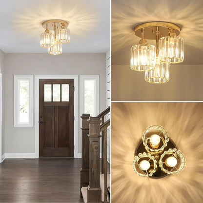Gold Crystal 3-Light Ceiling Light, view 10